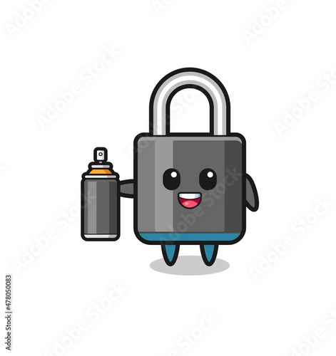 the cute padlock as a graffiti bomber