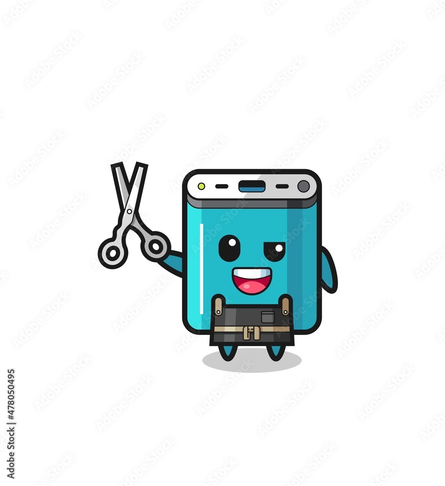 power bank character as barbershop mascot power bank character as barbershop mascot