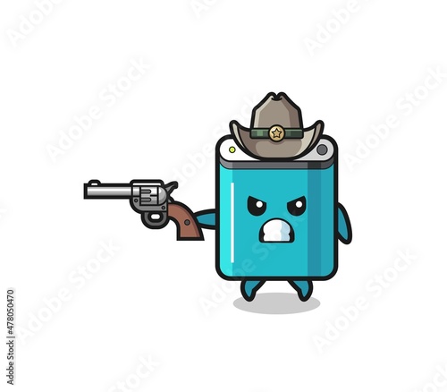 the power bank cowboy shooting with a gun