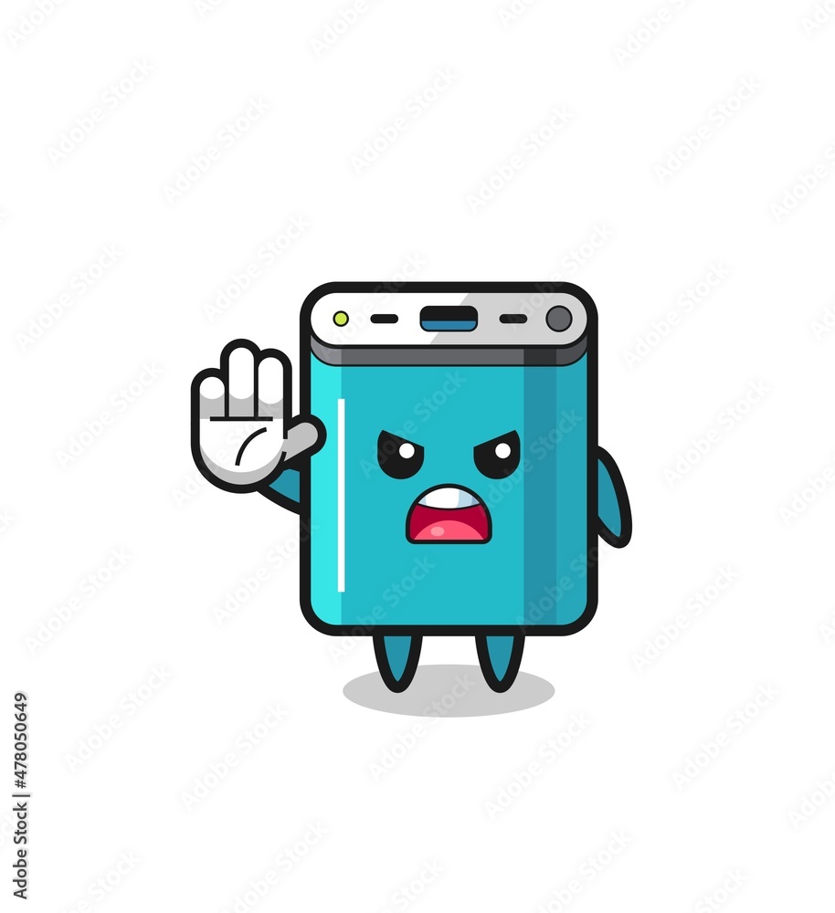 power bank character doing stop gesture power bank character doing stop gesture