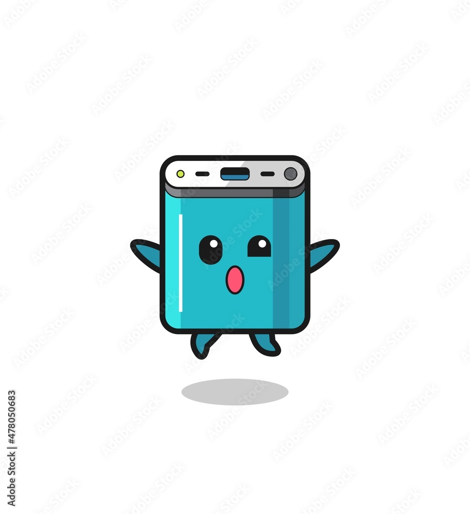 power bank character is jumping gesture power bank character is jumping gesture