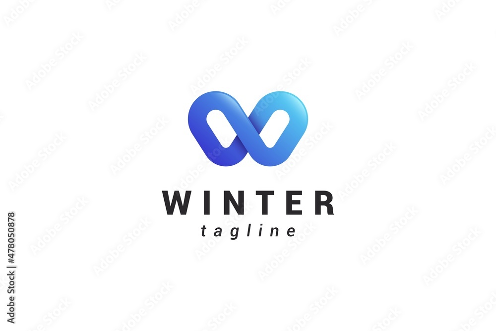 Letter W creative 3d Technological blue colour logo Letter W creative 3d Technological blue colour logo