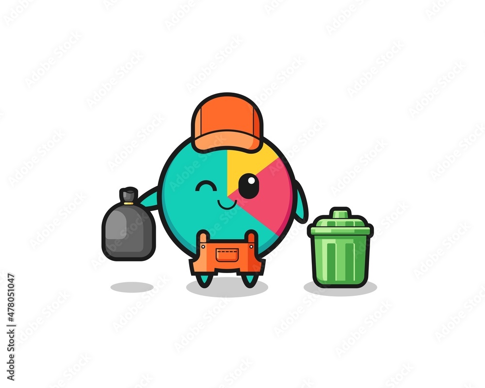 the mascot of cute chart as garbage collector