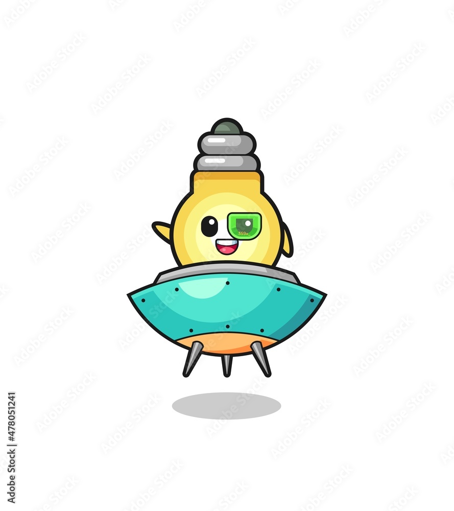 light bulb cartoon riding a future spaceship light bulb cartoon riding a future spaceship