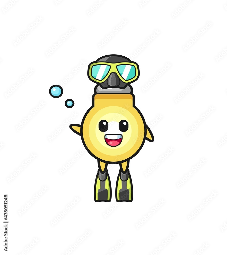 Fototapeta premium the light bulb diver cartoon character