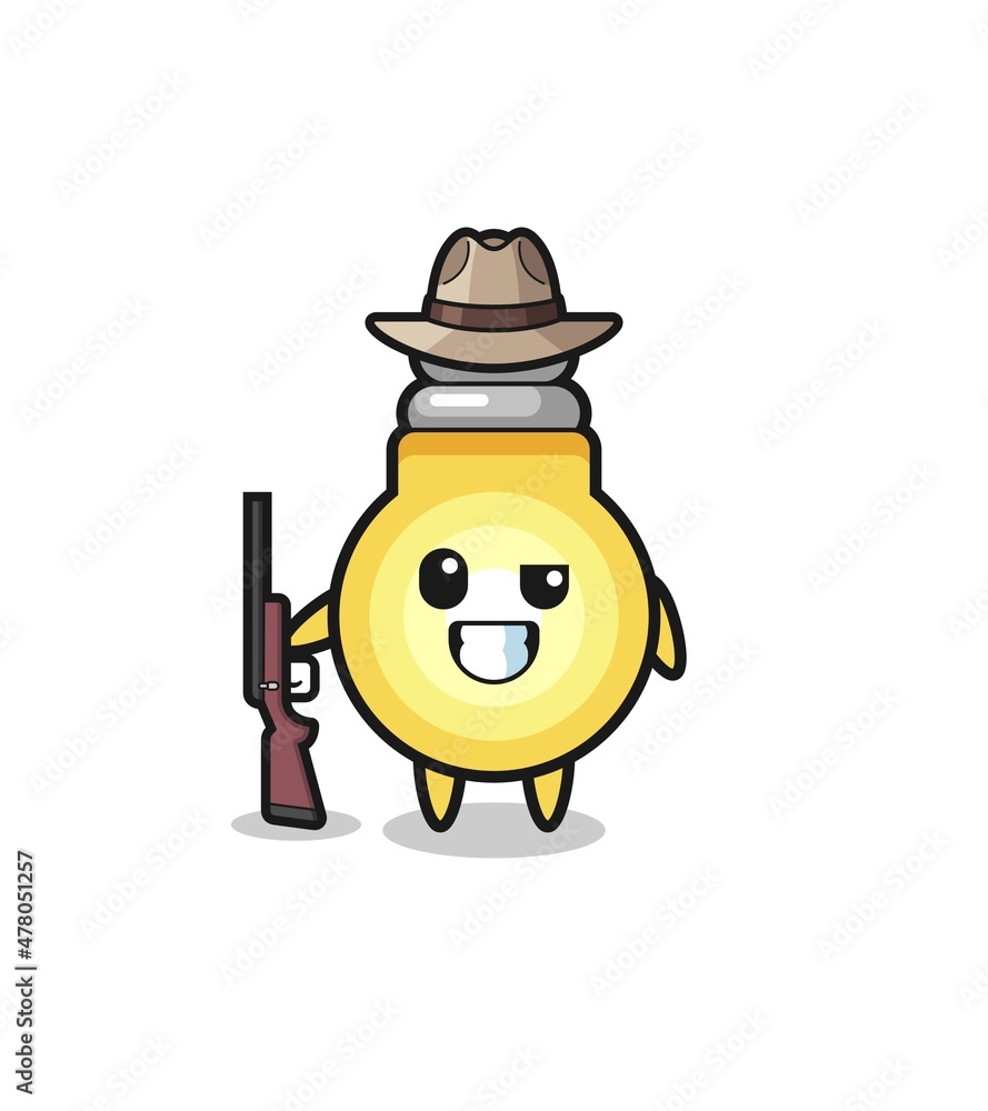 light bulb hunter mascot holding a gun light bulb hunter mascot holding a gun