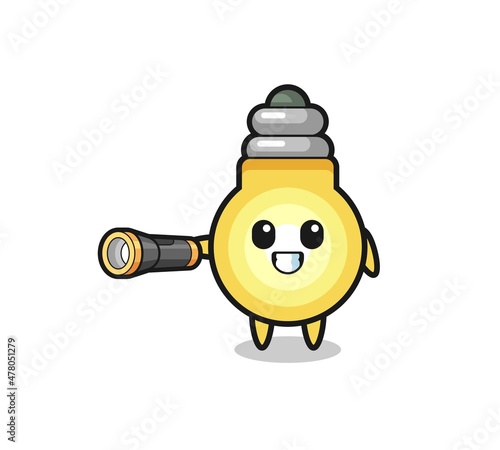 light bulb mascot holding flashlight