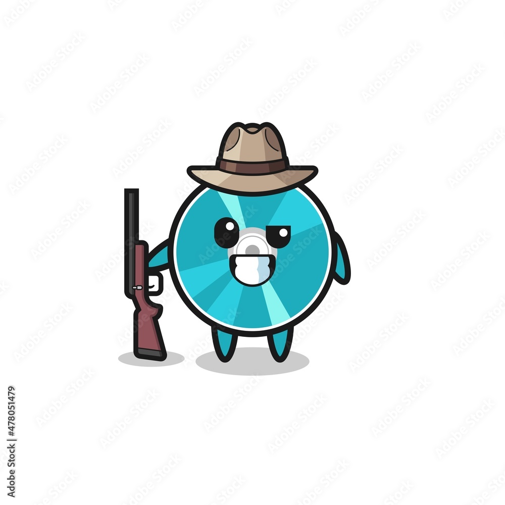 optical disc hunter mascot holding a gun