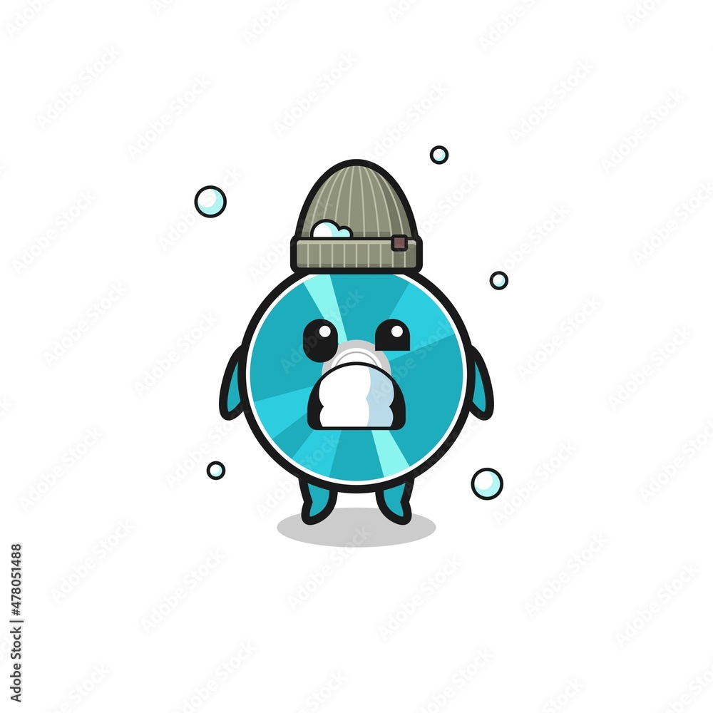 cute cartoon optical disc with shivering expression cute cartoon optical disc with shivering expression