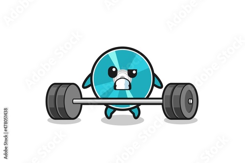 cartoon of optical disc lifting a barbell