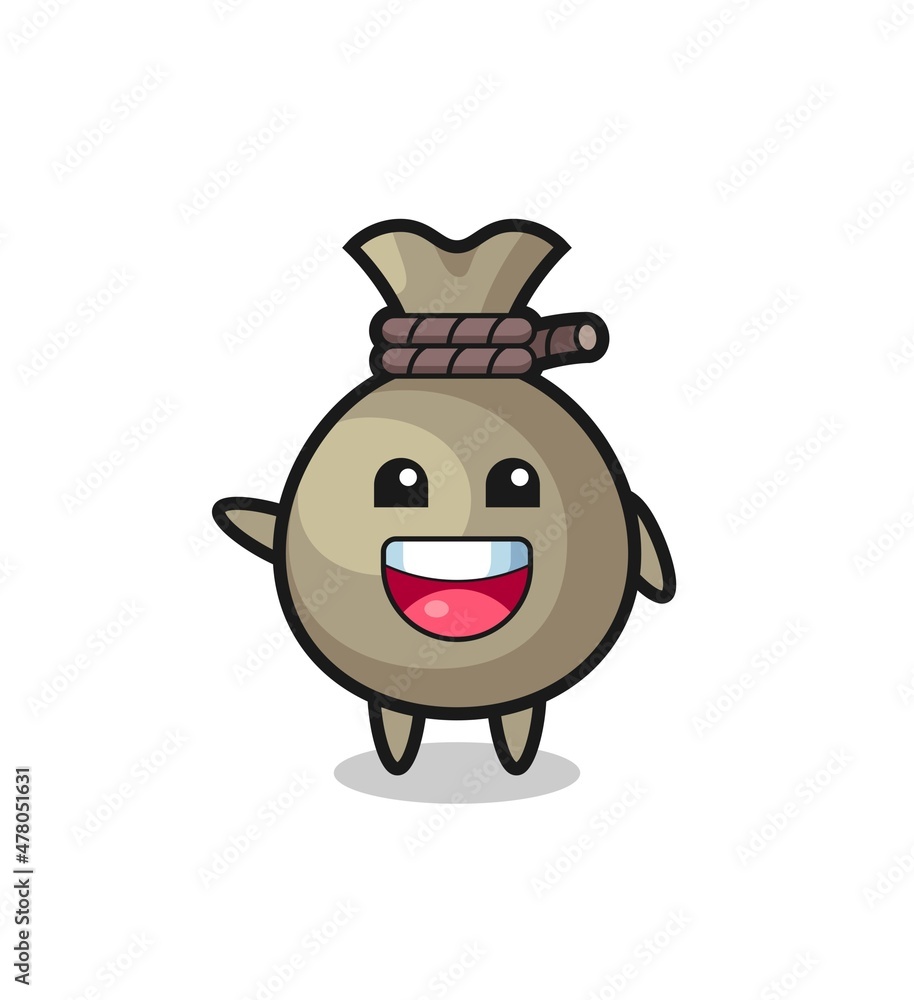 happy money sack cute mascot character