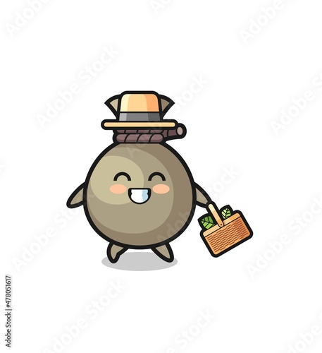 money sack herbalist character searching a herbal