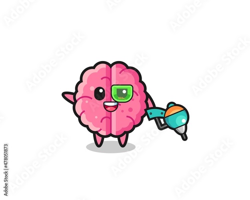 brain cartoon as future warrior mascot
