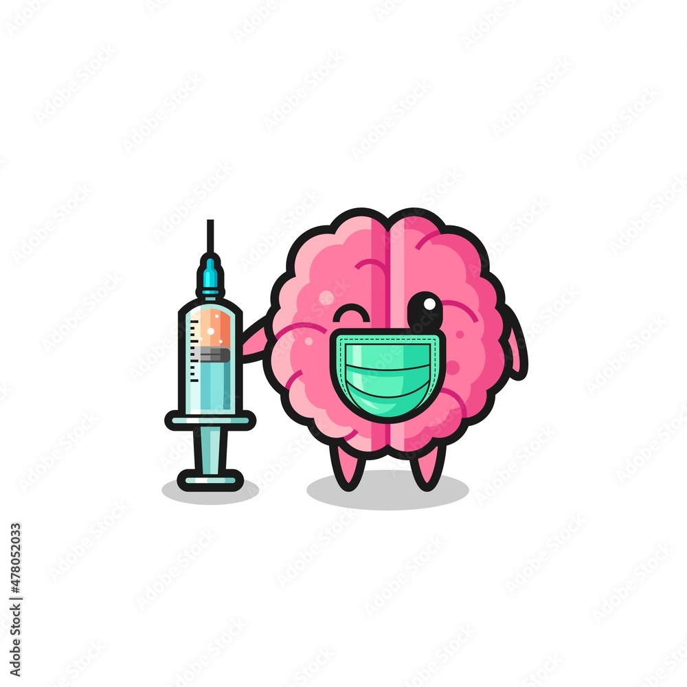 brain mascot as vaccinator brain mascot as vaccinator