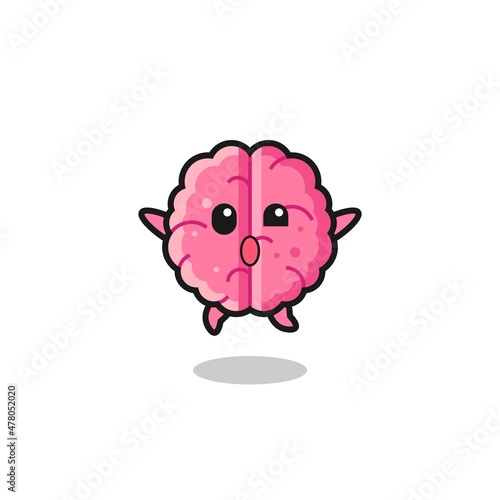 brain character is jumping gesture