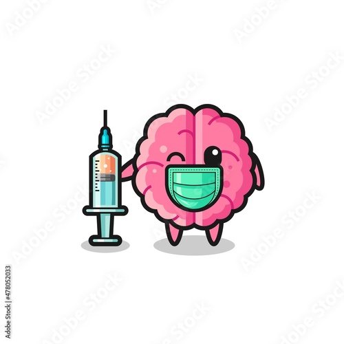 brain mascot as vaccinator