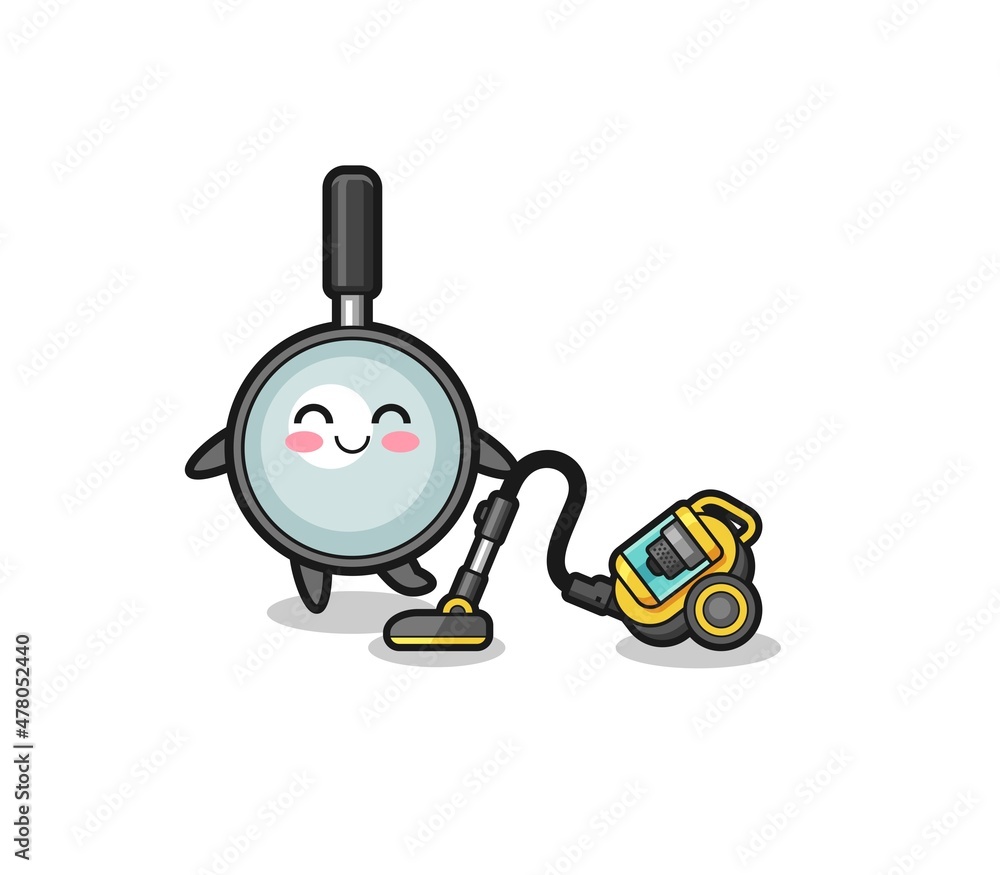 cute magnifying glass holding vacuum cleaner illustration cute magnifying glass holding vacuum cleaner illustration