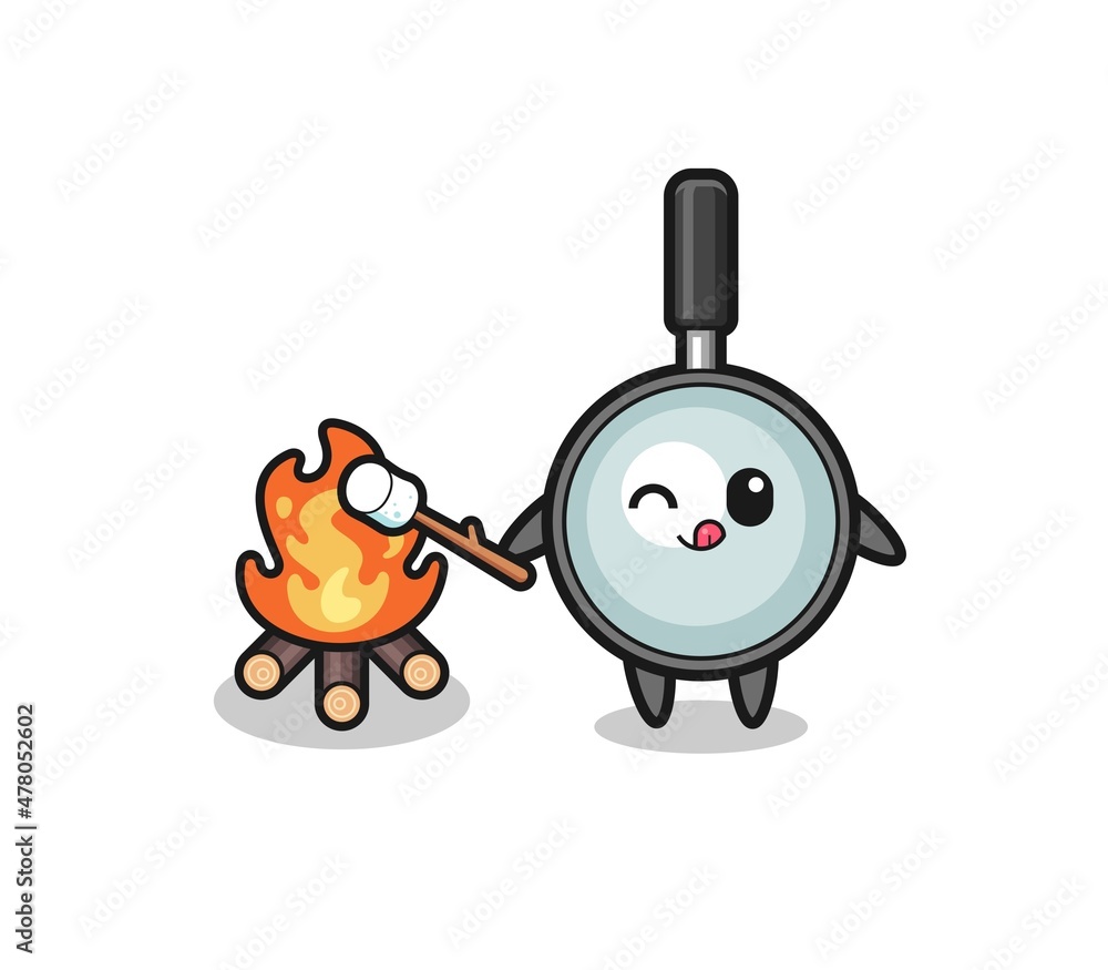 magnifying glass character is burning marshmallow magnifying glass character is burning marshmallow