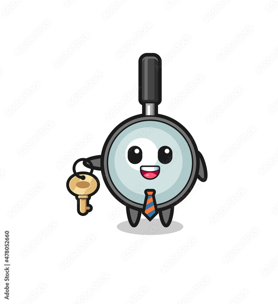 cute magnifying glass as a real estate agent mascot