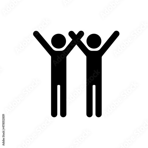 Man silhouette with hand up. Black shape. Human icon. User profile. Simple design. Vector illustration. Stock image. 