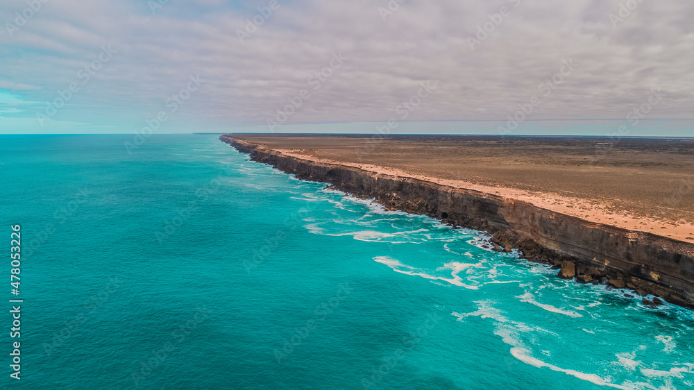 Drone shot of Eucla/Nullarbor National Park Great Australian Bight Coastline South Australia
