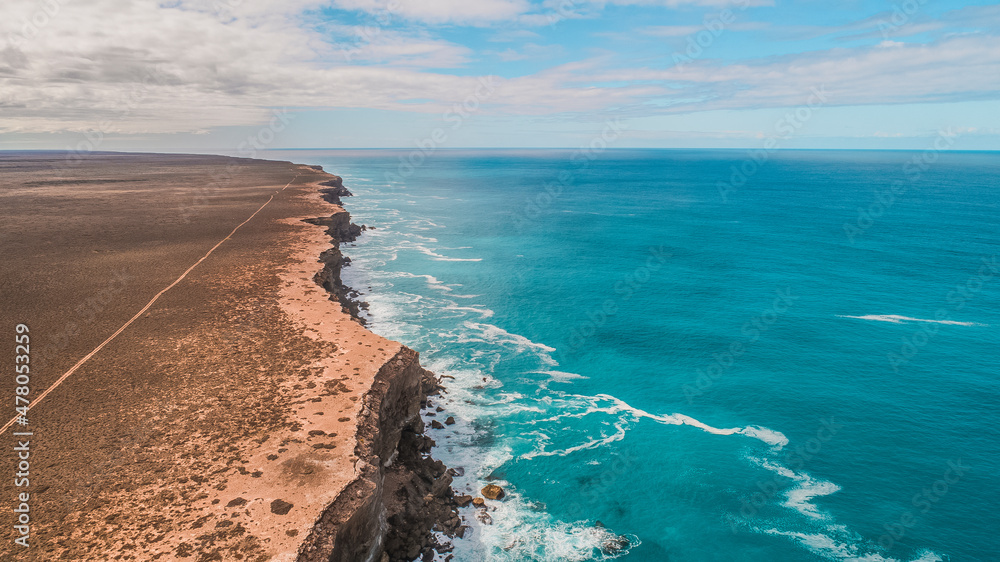 Drone shot of Eucla/Nullarbor National Park Great Australian Bight Coastline South Australia Drone shot of Eucla/Nullarbor National Park Great Australian Bight Coastline South Australia