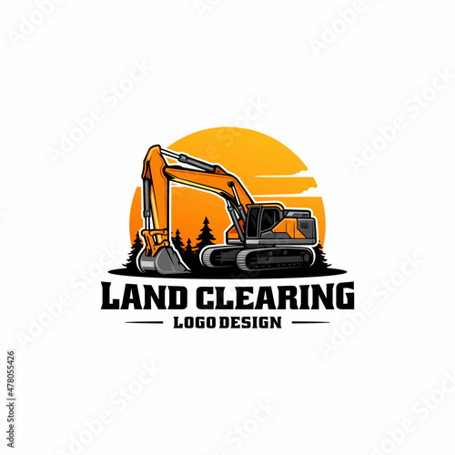 excavator - heavy equipment construction - earth mover logo vector photo