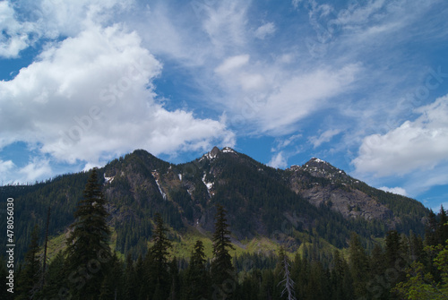 Mouintains sky and clouds in forest