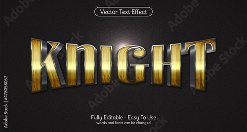 Elegant three dimension text Knight, editable style effect template