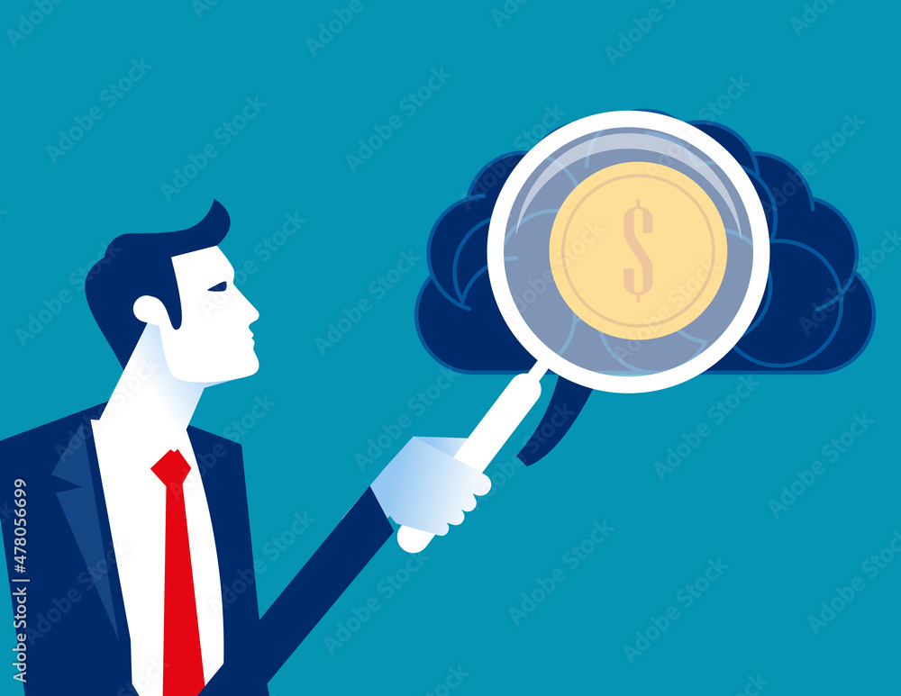 Check the brain of a business person about money. Financial research concept Check the brain of a business person about money. Financial research concept