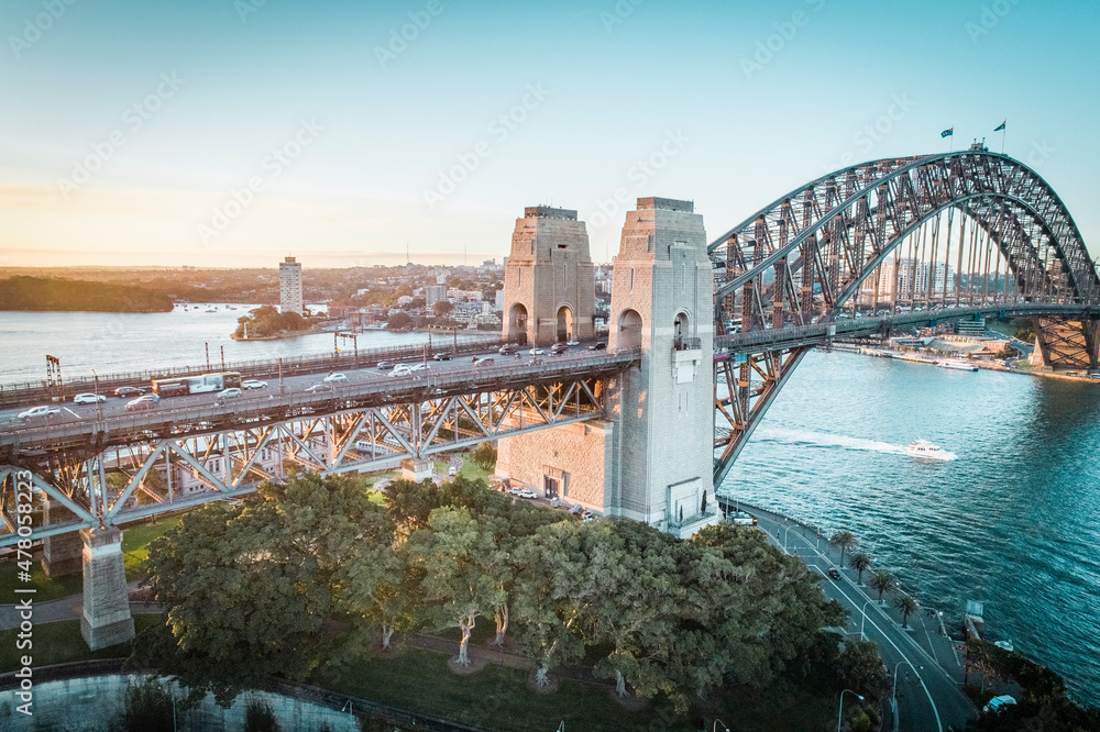 Naklejka premium Drone Shot of Sydney Harbour Bridge