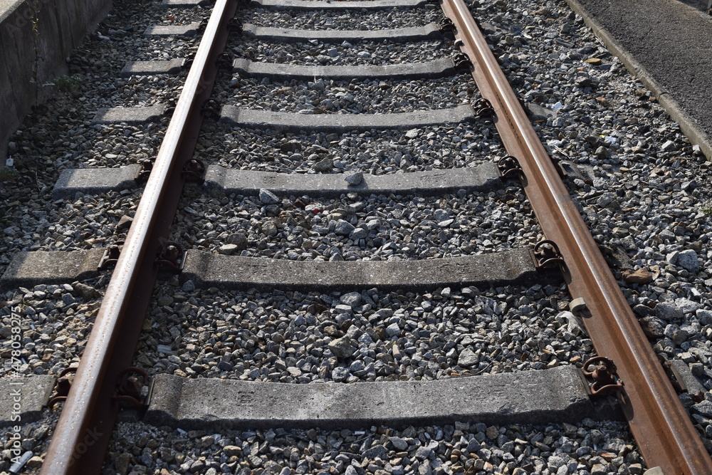 Railroad tracks close up
