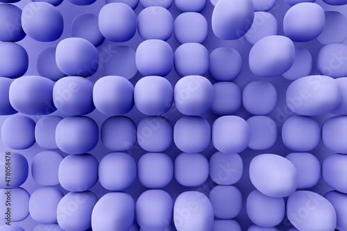 3d illustration of purple balls.Set of squares on monocrome background, pattern. Geometry  background