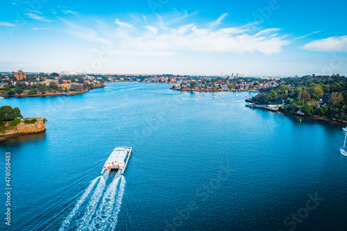 Photography Drone Shot of Parramatta River and Neighbourhood Sydney Australia