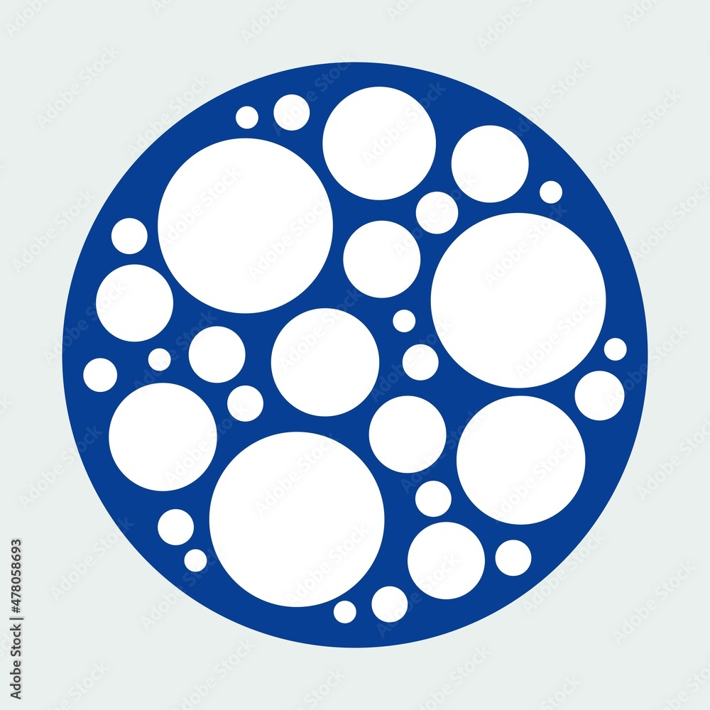 White Circle pattern set in blue circle shape vector illustration. Creative circle conceptual tiles, wall art, ceramic, and background design.