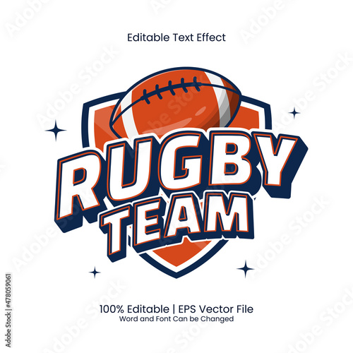 Rugby Team emblem logo customized text effect editable