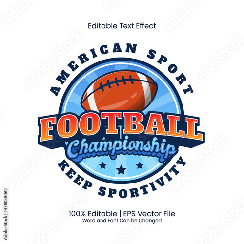 Editable text effect - American Football Championship emblem customized
