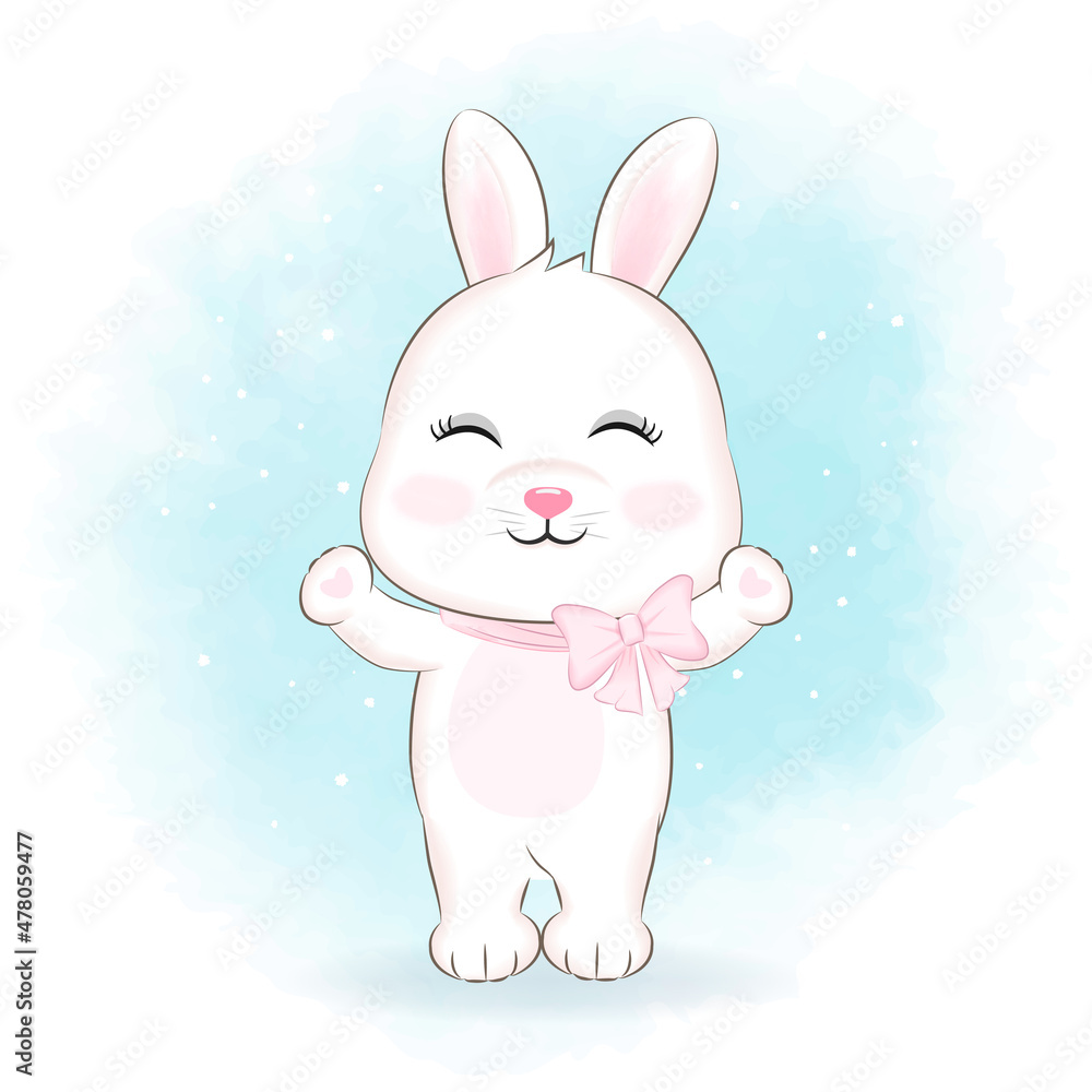 Fototapeta premium Cute Little Bunny cartoon illustration