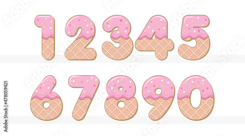 Ice Cream Alphabet Number 1 to 0 set illustration