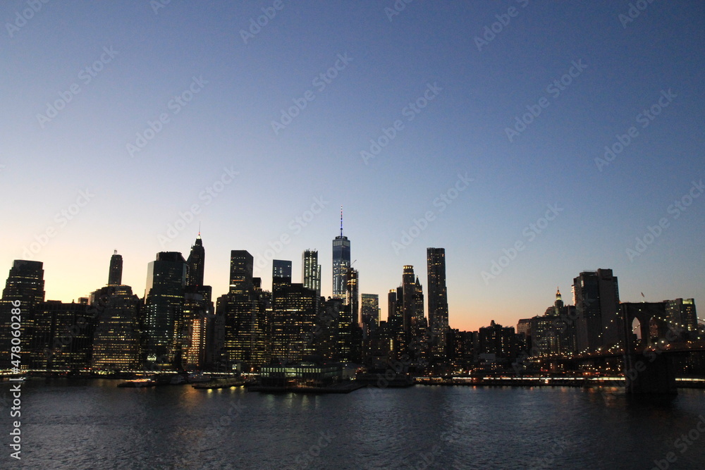 New York Skyline in 2017 sunset and night New York Skyline in 2017 sunset and night