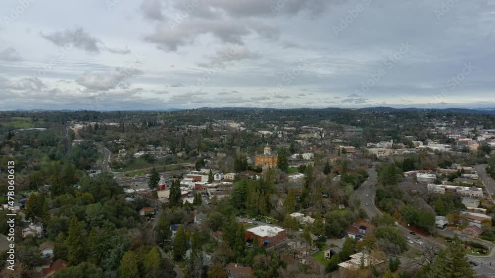 Auburn, California skyline with the historic county courthouse and old town. Auburn, California skyline with the historic county courthouse and old town.