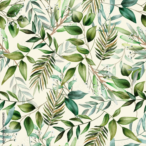 elegant floral seamless pattern with hand drawing leaves