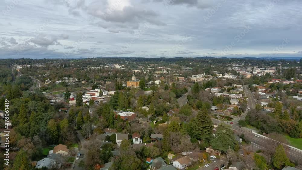 Auburn, California skyline with the historic county courthouse and old town. Auburn, California skyline with the historic county courthouse and old town.