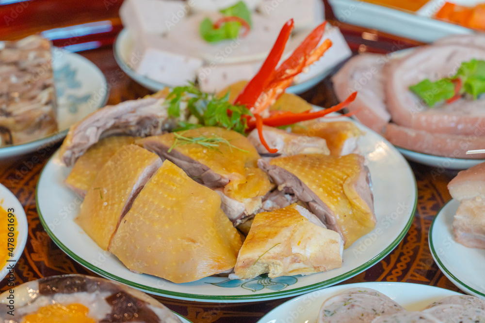 Traditional cuisine at Tet holiday of Northern Vietnam family Traditional cuisine at Tet holiday of Northern Vietnam family