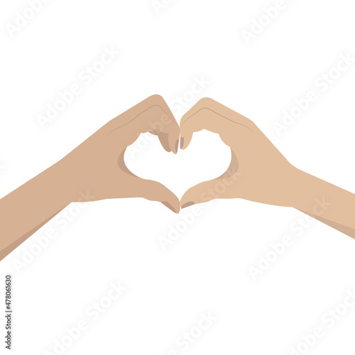 Hands folded in a heart. Vector illustration for Valentine s Day.