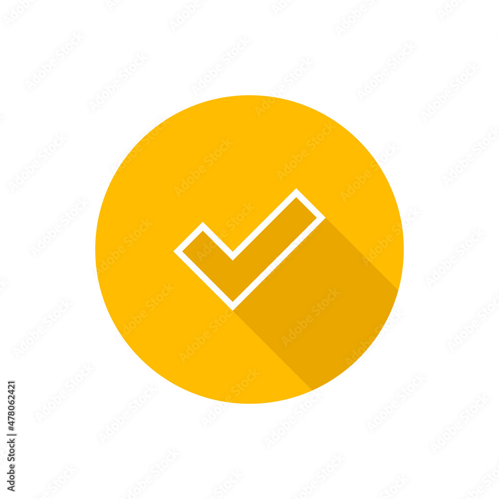 Check mark line flat icon with shadow Check mark line flat icon with shadow