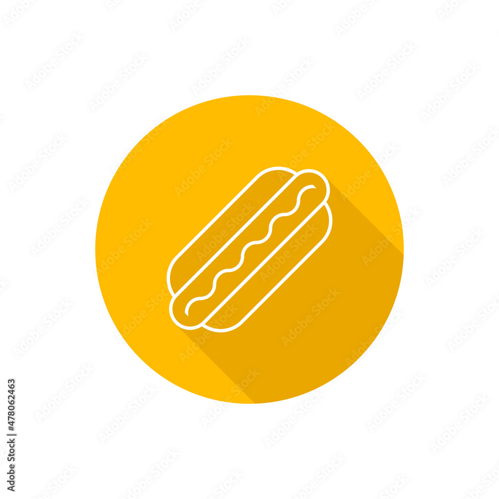 Hot dog flat icon with shadow