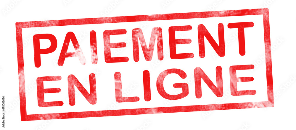 Online payment in French translation writing in red ink pad Online payment in French translation writing in red ink pad