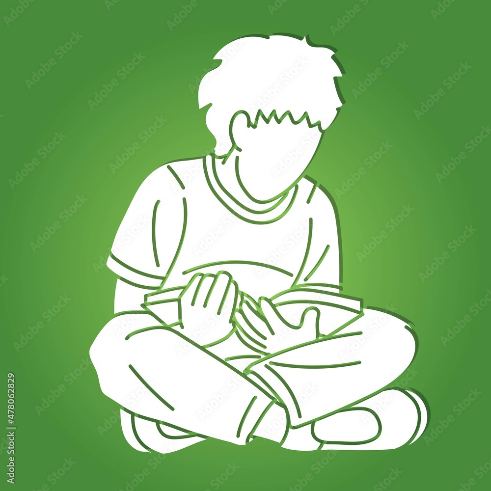 Boy Reading A Book Cartoon Silhouette Graphic Vector Boy Reading A Book Cartoon Silhouette Graphic Vector