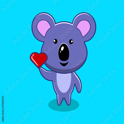 koala cute character with heart vector
